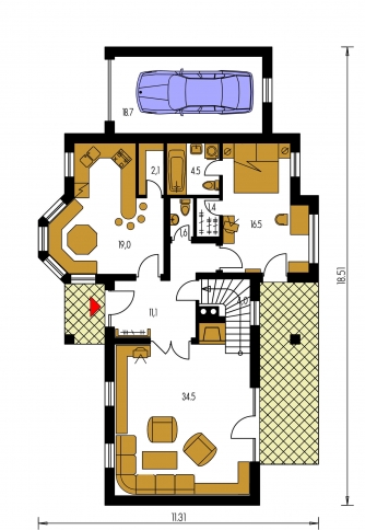 Mirror image | Floor plan of ground floor - HORIZONT 64
